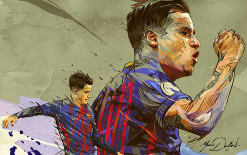 Jual Poster Brazilian FC Barcelona Philippe Coutinho Soccer Soccer Philippe Coutinho APC001