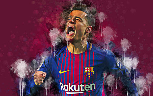 Jual Poster Brazilian FC Barcelona Philippe Coutinho Soccer Soccer Philippe Coutinho APC009