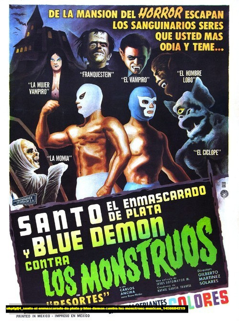 Jual Poster Film santo el enmascarado de plata y blue demon contra los monstruos mexican (uhpfgfj4)