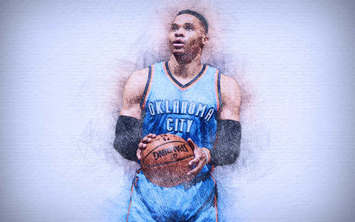 Jual Poster NBA Oklahoma City Thunder Russell Westbrook Basketball Russell Westbrook APC006