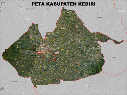 Peta Kabupaten Kediri Satelit Kecamatan Dan Kelurahan