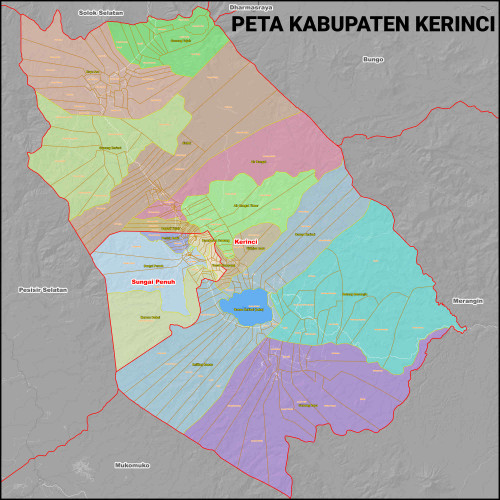 Peta Kabupaten Kerinci Kecamatan Dan Kelurahan