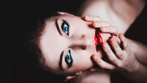 Jual Poster Blue Eyes Eye Face Girl Lipstick Woman Women Face APC