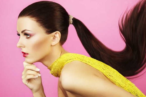Jual Poster Brunette Face Girl Lipstick Model Ponytail Woman Models Model APC