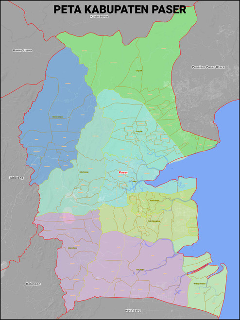 Peta Kabupaten Paser Kecamatan Dan Kelurahan