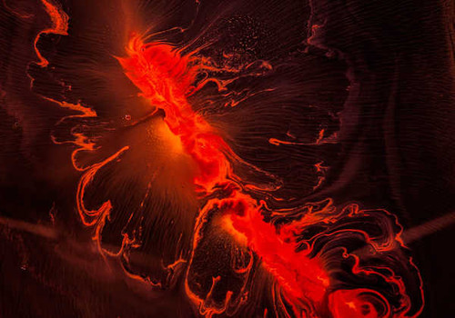 Jual Poster waves paint volcano red 4k WPS