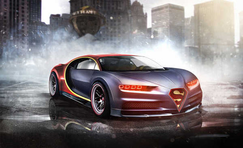 Jual Poster bugatti chiron superman supercar render hd 1794WPS