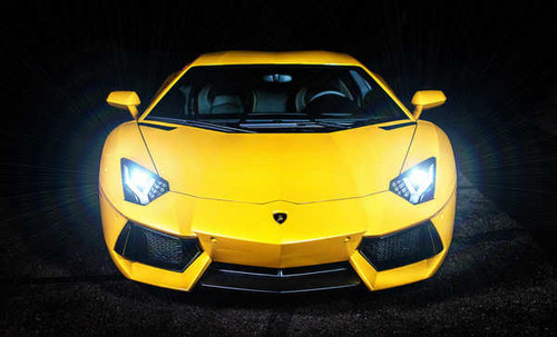 Jual Poster lamborghini murcielago yellow dark background 4k WPS