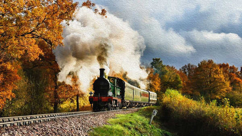 Jual Poster Artistic Fall Steam Train Vehicles Steam Train APC