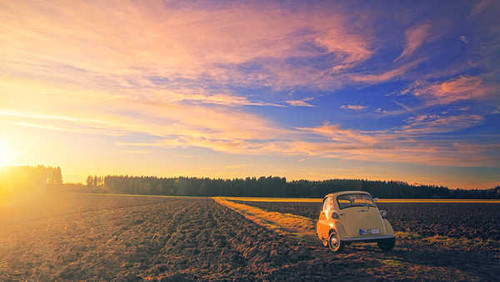 Jual Poster Car Cloud Isetta Sunset Yellow Car Vehicles Isetta APC