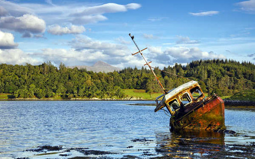 Jual Poster Cloud Forest Lake Ship Shipwreck Sky Vehicles Boat APC