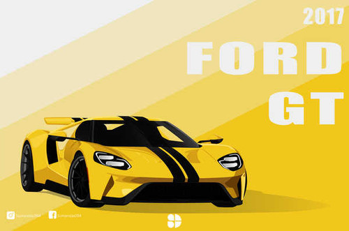 Jual Poster Ford GT Yellow Car Ford Ford GT APC