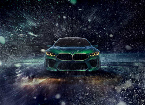 Jual Poster BMW Winter Front Green Snowflakes 1ZM