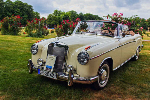 Jual Poster Retro Mercedes Benz 1960 220 SE Ponton Convertible 1ZM