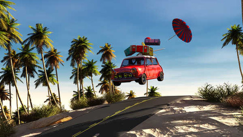 Jual Poster Roads Palms Suitcase Umbrella 1ZM