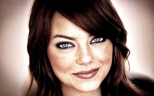 Jual Poster Actresses Emma Stone Actress American Black Hair Blue Eyes Close Up Face Smile3 APC