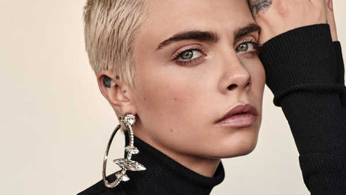 Jual Poster Models Cara Delevingne Actress Blue Eyes Close Up Earrings English Face Model4 APC