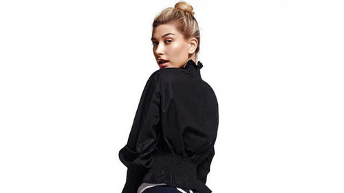 Jual Poster Models Hailey Baldwin American Blonde High Heels Model White Dress7 APC