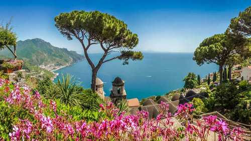 Jual Poster Amalfi Coastline Flower Horizon Italy Ocean Sea Tree Towns Amalfi APC