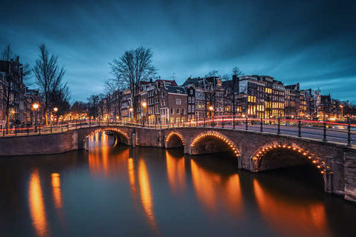 Jual Poster Amsterdam Building City Emperor's Canal Evening Light Nederland River Cities Amsterdam APC