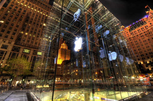 Jual Poster Apple Inc. Building City HDR Light New York Night Store Technology Man Made Apple Store APC