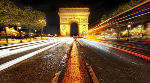 Jual Poster Arc de Triomphe France Light Monument Night Paris Street Time Lapse Monuments Arc De Triomphe APC