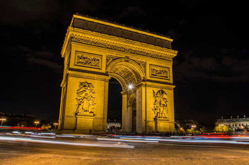 Jual Poster Arc de Triomphe France Light Monument Night Paris Time Lapse Monuments Arc De Triomphe APC