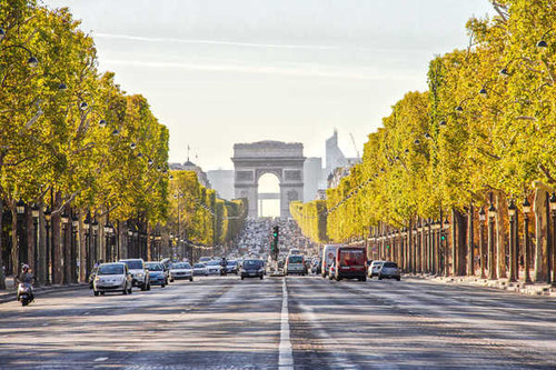 Jual Poster Arc de Triomphe France Paris Road Street Tree Lined Monuments Arc De Triomphe APC