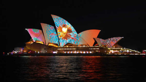 Jual Poster Architecture Australia Colorful Light Sydney Sydney Opera House Man Made Sydney Opera House APC