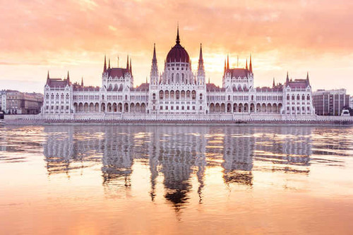 Jual Poster Architecture Budapest Building Danube Hungarian Parliament Building Monument Reflection Monuments APC