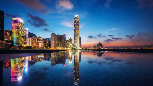 Jual Poster Architecture Building Cityscape Reflection Twilight Cities Hong Kong APC