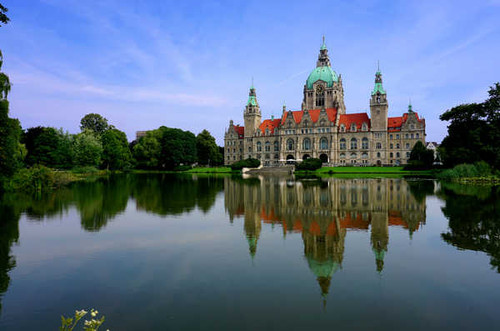 Jual Poster Architecture Building Hanover Lake New City Hall (Hanover) Reflection Man Made New City Hall (Hanover) APC