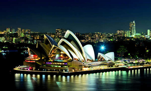 Jual Poster Australia City Light Night Sydney Sydney Opera House Man Made Sydney Opera House APC