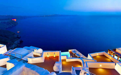 Jual Poster Azure Horizon Santorini Summer Tropical Twilight Towns Santorini APC