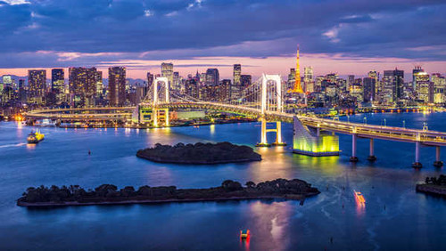 Jual Poster Bay Bridge Building City Island Japan Light Skyline Tokyo Tokyo Bay Bridges Rainbow Bridge APC