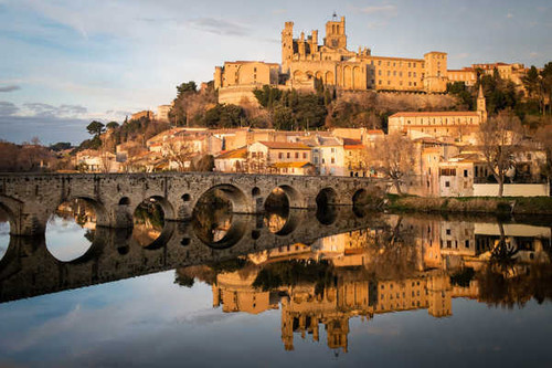 Jual Poster Beziers Bridge Building France House Reflection River Town Man Made Town APC