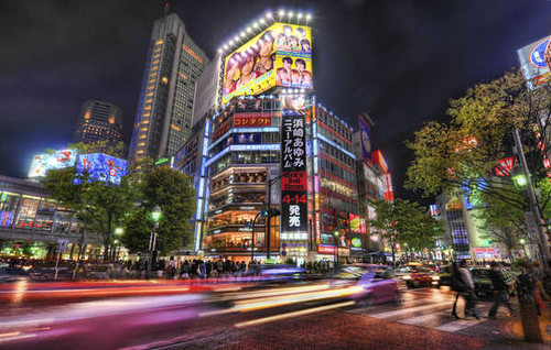 Jual Poster Billboards Building City Japan Light Night People Street Time Lapse Tokyo Cities Tokyo APC