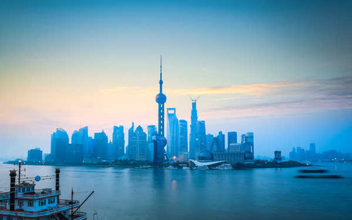 Jual Poster Blue Building China City Cityscape Shanghai Skyscraper Cities Shanghai APC