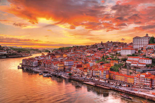 Jual Poster Boat City Colorful House Porto Portugal Sunset Cities Porto APC