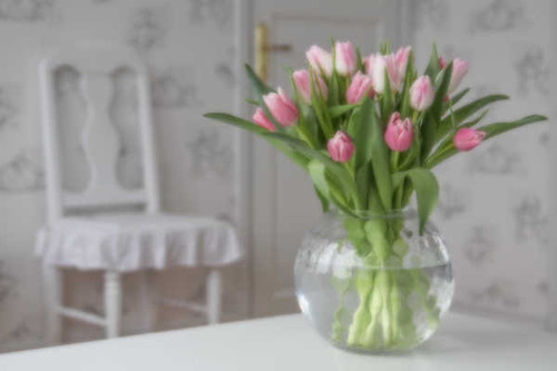 Jual Poster Bouquet Flower Pink Flower Tulip Vase Man Made Flower APC
