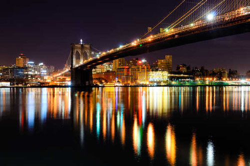 Jual Poster Bridge Brooklyn Bridge City Light New York Night Reflection Bridges Brooklyn Bridge APC