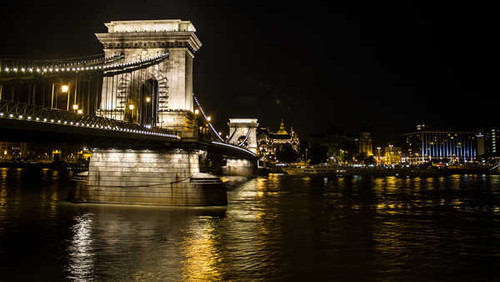 Jual Poster Bridge Budapest Chain Bridge City Danube Hungary Light Night Bridges Chain Bridge APC