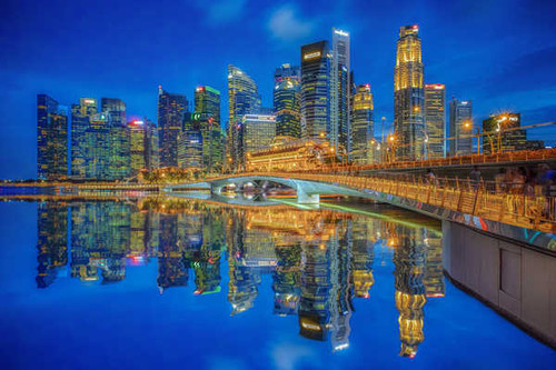 Jual Poster Bridge Building City Night Reflection Singapore Skyscraper Cities Singapore8 APC