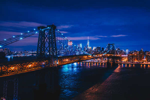 Jual Poster Bridge City New York Night USA Bridges Williamsburg Bridge APC