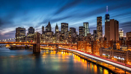 Jual Poster Brooklyn Bridge City Manhattan New York Night Skyline Time Lapse Cities Manhattan5 APC