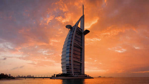 Jual Poster Building Burj Al Arab Dubai Sea Sunset United Arab Emirates Buildings Burj Al Arab APC26