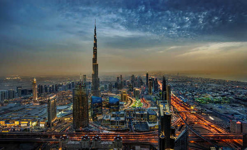 Jual Poster Building Burj Khalifa City Cityscape Dubai Horizon Skyscraper United Arab Emirates Cities Dubai APC