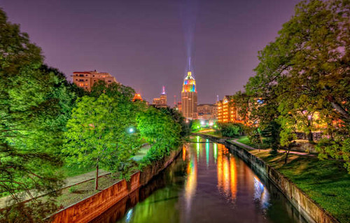 Jual Poster Building City Light Man Made River San Antonio Texas Tree Cities San Antonio APC