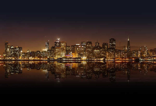 Jual Poster Building City Light Night Reflection San Francisco Skyscraper USA Cities San Francisco APC