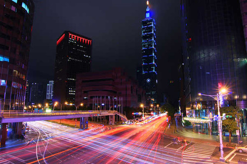 Jual Poster Building City Night Road Skyscraper Taipei Taipei 101 Taiwan Time Lapse Man Made Taipei 101 APC